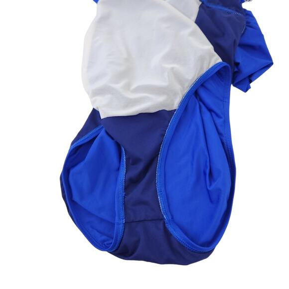 Athena One Piece Swimsuit Size 12 Blue, Flutter Ruffle Bathing Suit Modest Suit - Picture 3 of 4